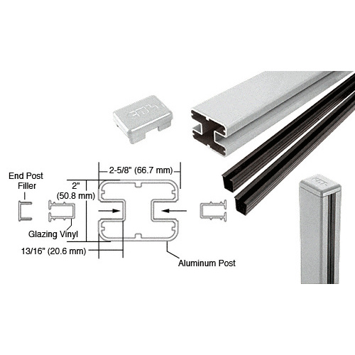 CRL S48CKS Silver Metallic AWS 2" x 2-5/8" Rectangular 180 Degree 48" Center Post Kit