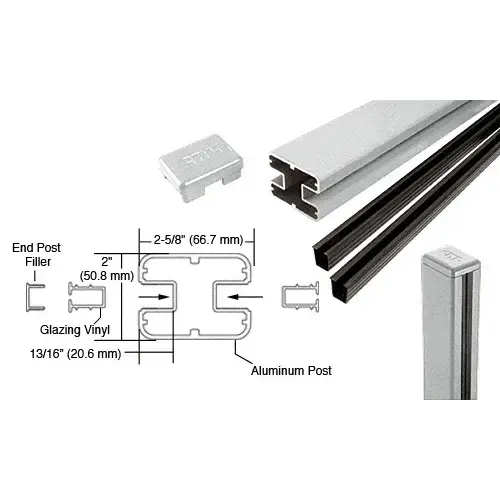 Silver Metallic AWS 2" x 2-5/8" Rectangular 180 Degree 60" Center Post Kit