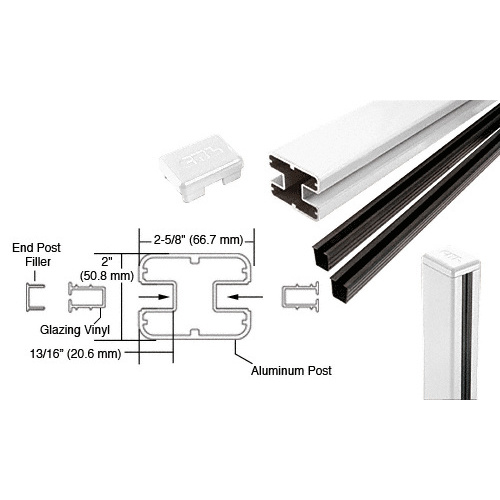 CRL S36CKW Sky White AWS 2" x 2-5/8" Rectangular 180 Degree 36" Center Post Kit