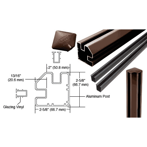 CRL S48CRKBRZ Matte Bronze AWS 2" x 2-5/8" Rectangular 90 Degree 48" Corner Post Kit