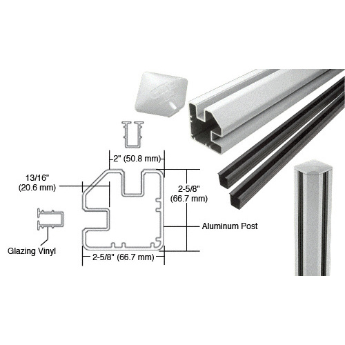 CRL S48CRKS Silver Metallic AWS 2" x 2-5/8" Rectangular 90 Degree 48" Corner Post Kit