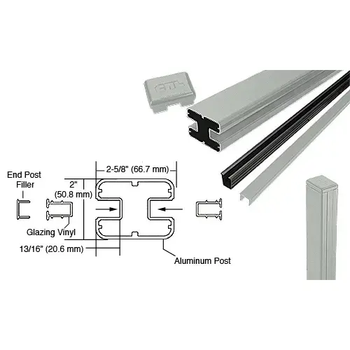 Agate Gray AWS 2" x 2-5/8" Rectangular 180 Degree 48" End Post Kit