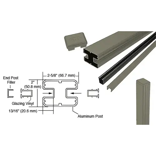 Beige Gray AWS 2" x 2-5/8" Rectangular 180 Degree 72" End Post Kit