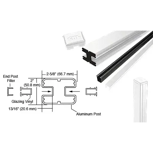 Sky White AWS 2" x 2-5/8" Rectangular 180 Degree 60" End Post Kit