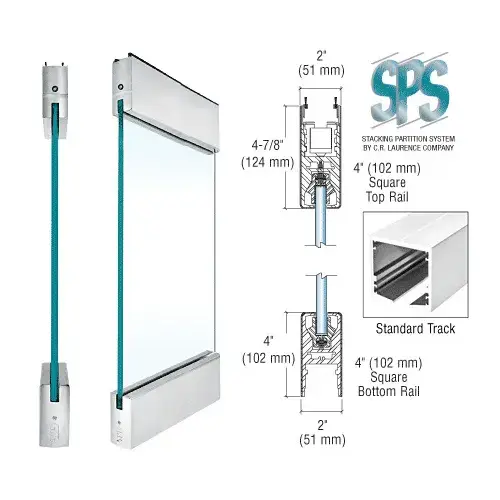 Brushed Stainless Type 1 Standard with 4" Square Rails Top and Bottom