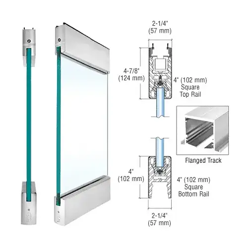 Brushed Stainless Type 1 Flanged with 4" Square Rails Top and Bottom