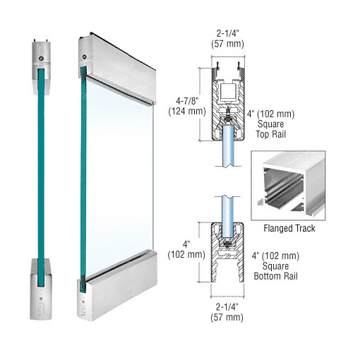 Brushed Stainless Type 4 Flanged with 4" Square Rails Top and Bottom