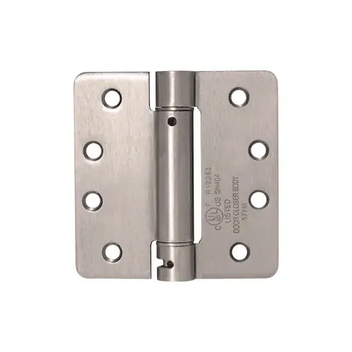 CRL S4415 4" x 4" Dull Nickel Heavy-Duty Spring Hinge - 1/4" Radius