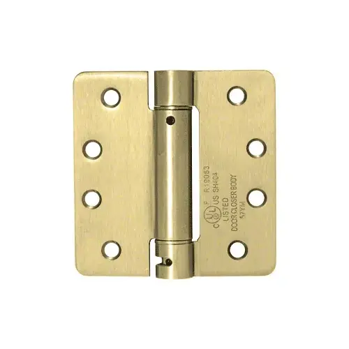 CRL S444 4" x 4" Dull Brass Heavy-Duty Spring Hinge - 1/4" Radius