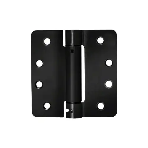 4" x 4" Black Heavy-Duty Spring Hinge - 1/4" Radius