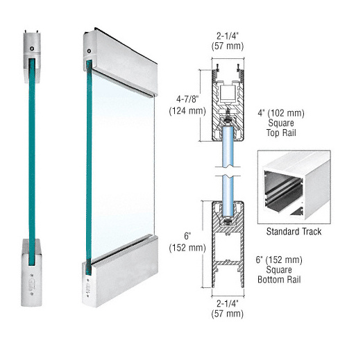 Brushed Stainless Type 2 Standard with 4" Square Rail on the Top and 6" Square Rail on the Bottom