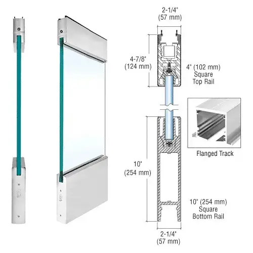 SPS S634F1BS Brushed Stainless Type 1 Flanged with 4" Square Rail on the Top and 10" Square Rail on the Bottom