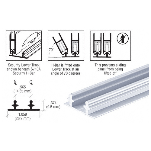 Satin Anodized S702 Anti-Lift Security Lower Track - 144" Length