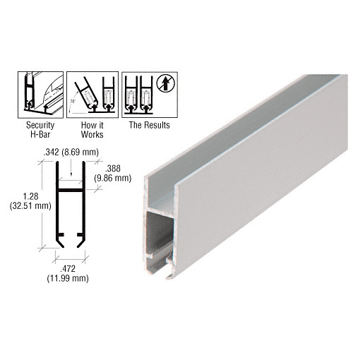 CRL S710A Satin Anodized Security H-Bar for Anti-Lift Showcase Track Assembly - 144"