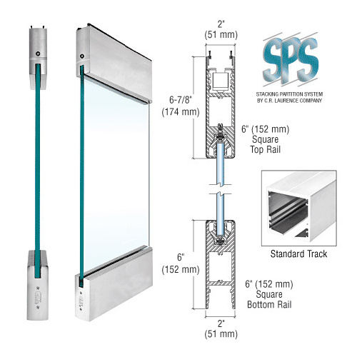 Brushed Stainless Type 3 Standard with 6" Square Rails Top and Bottom