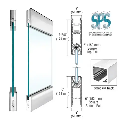 Polished Stainless Type 1 Standard with 6" Square Rails Top and Bottom
