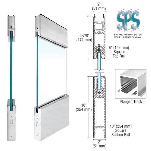 Brushed Stainless Type 1 Flanged with 6" Square Rail on Top and 10" Square Rail on the Bottom