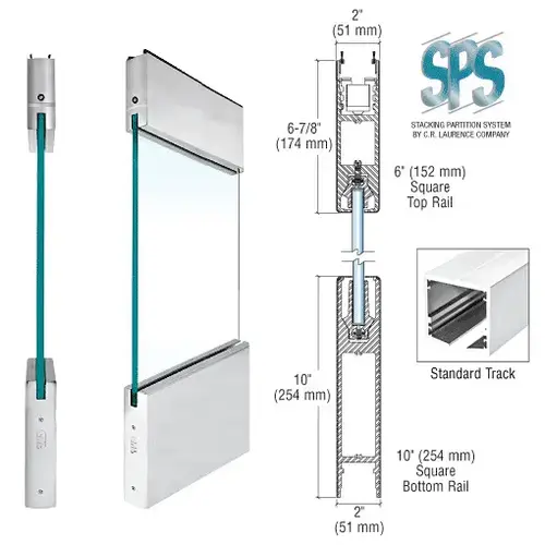 Brushed Stainless Type 1 Standard with 6" Square Rail on Top and 10" Square Rail on the Bottom