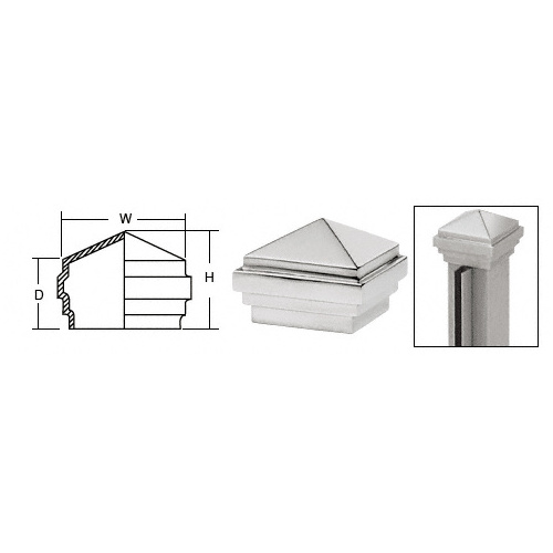 Polished Stainless 1-1/2" Square Pyramid End Cap