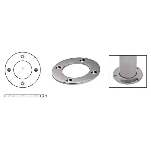 CRL SA25BS Brushed Stainless Round Base Plate for 1-1/2" Round Tubing