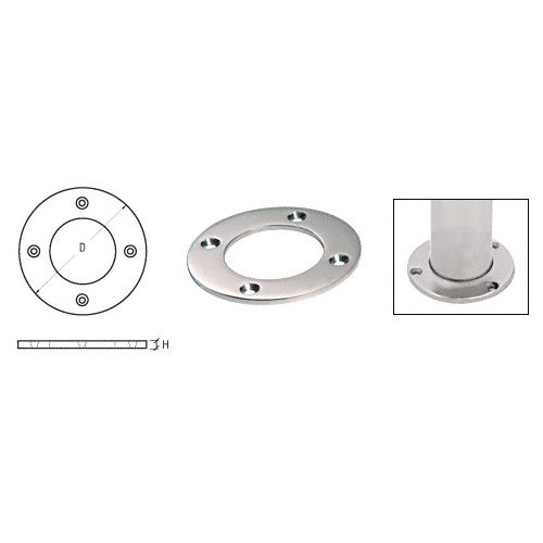 CRL SA28PS Polished Stainless Round Base Plate for 2" Round Tubing