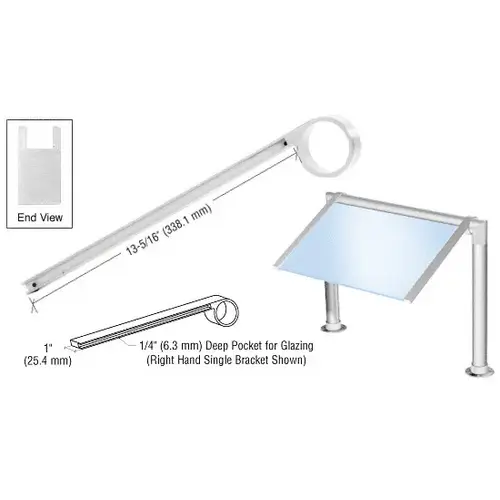 Chrome Left Hand Single Faced Sneeze Guard Bracket for 2" Tubing