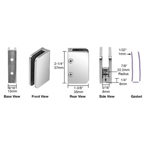 CRL SA94PS Polished Stainless 1/4" Top Radius Base Glass Clip