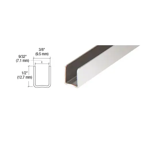 CRL SAC14PS98 Polished Stainless 1/4" Radiused Back U-Channel - 98" Stock Length