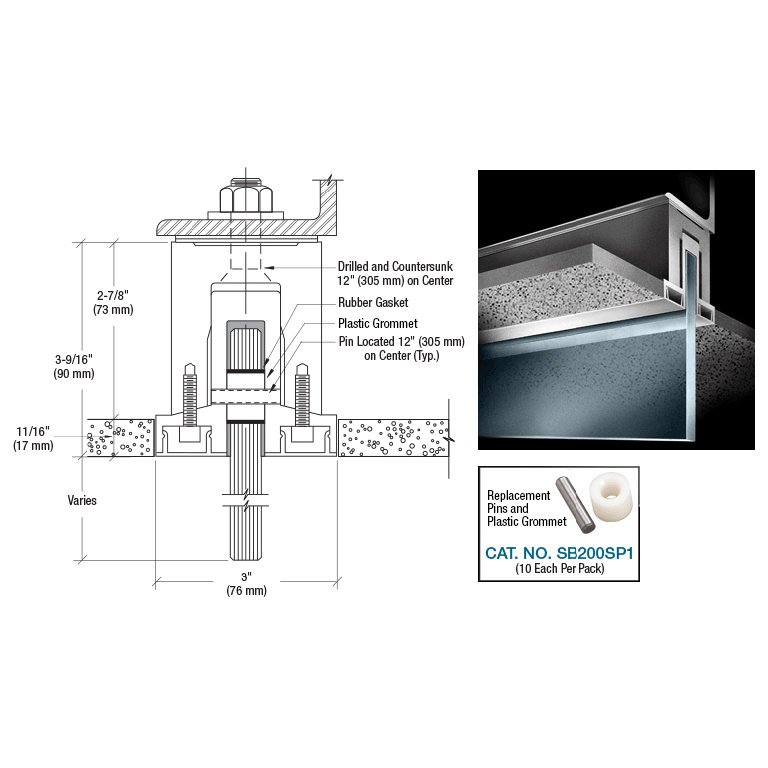 CRL Blumcraft SB200SA Satin Anodized SB200 Two Piece Smoke Baffle Base Shoe