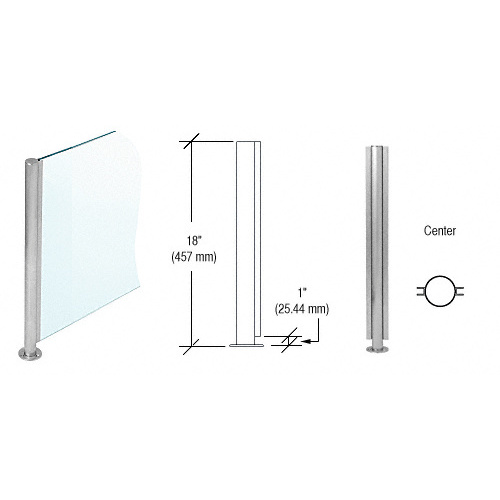 CRL SBPP08CBS Brushed Stainless 18" x 1" SBPP08 Slimline Series Round Center Partition Post