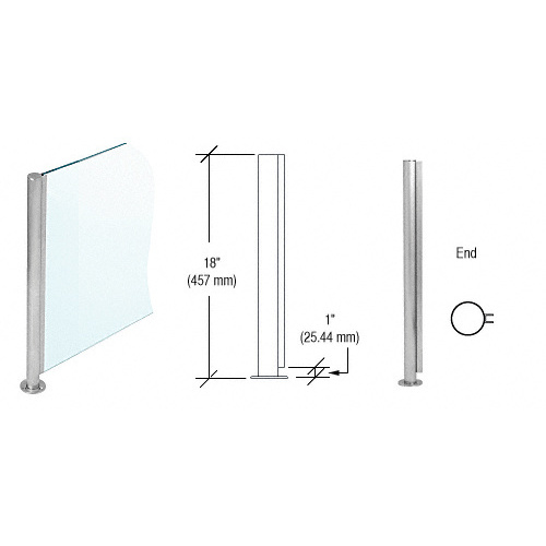 CRL SBPP08EBS Brushed Stainless 18" x 1" SBPP08 Slimline Series Round End Partition Post