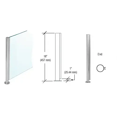 CRL SBPP08EBS Brushed Stainless 18" x 1" SBPP08 Slimline Series Round End Partition Post