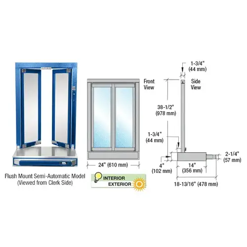 Custom Self-Closing Flush Mount Bi-Fold Service Window
