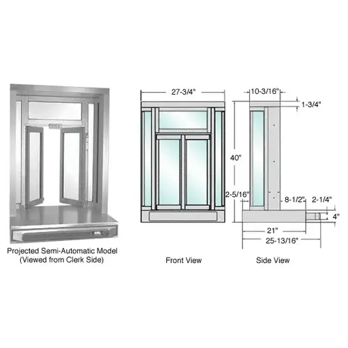 Satin Anodized Self-Closing Projected Bi-Fold Service Window