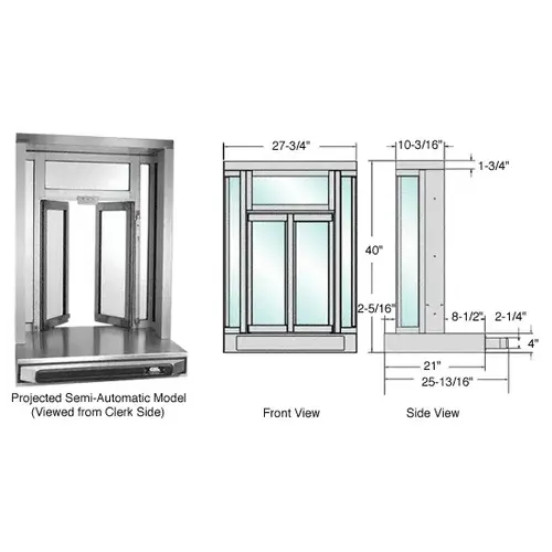 Dark Bronze Self-Closing Projected Mount Bi-Fold Service Window