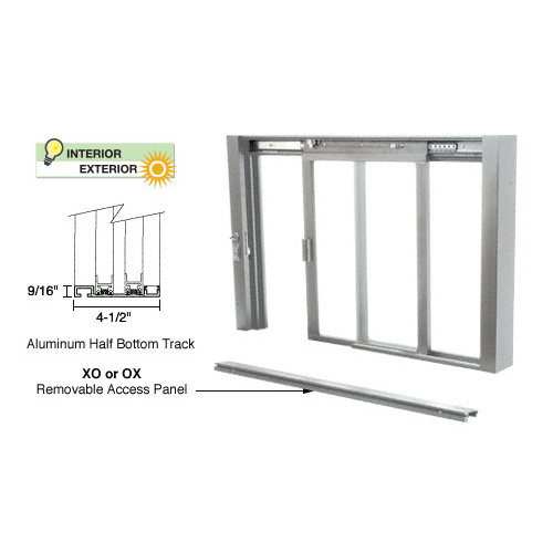 Satin Anodized Self-Closing Deluxe Sliding Service Windows with Aluminum Half Bottom Track