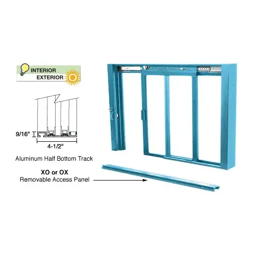 Custom Powder Painted Self-Closing Deluxe Sliding Service Windows with Aluminum Half Bottom Track