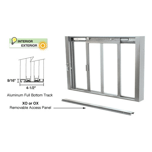 Satin Anodized Self-Closing Deluxe Sliding Service Windows with Aluminum Full Bottom Track