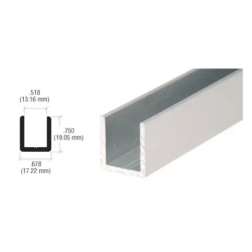 Satin Anodized 1/2" Fixed Panel Shower Door Deep U-Channel -  95" Stock Length - pack of 50