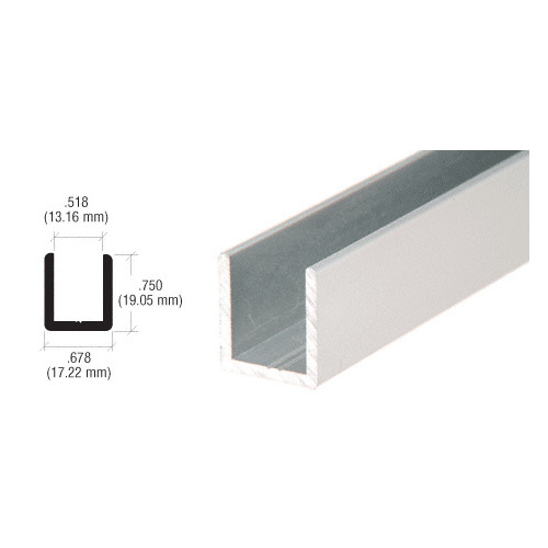 Brite Anodized 1/2" Fixed Panel Shower Door Deep U-Channel -  12" Stock Length - pack of 10