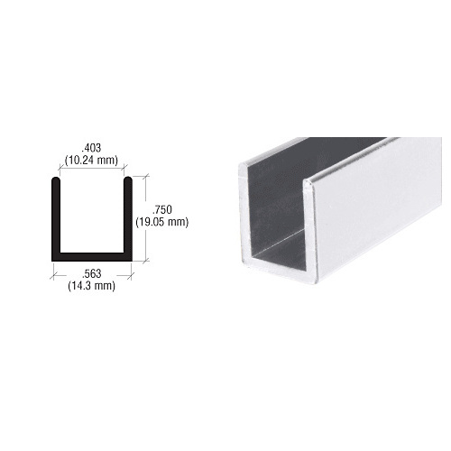 CRL SDCD3812BA Brite Anodized Frameless Shower Door Aluminum Deep U-Channel for 3/8" Thick Glass - 144"