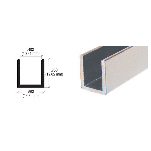 CRL SDCD3812BN Brushed Nickel Frameless Shower Door Aluminum Deep U-Channel for 3/8" Thick Glass - 144" Length