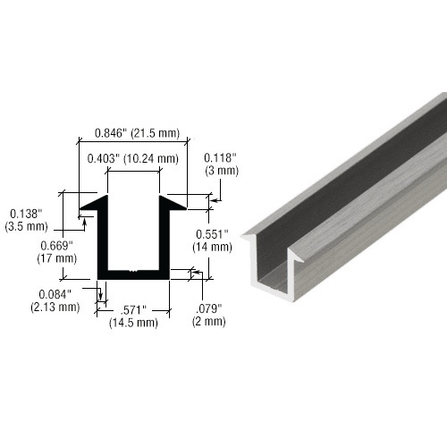 CRL SDCF38BA 98" Brite Anodized U-Channel for 3/8" Glass Recess - 95" Stock Length