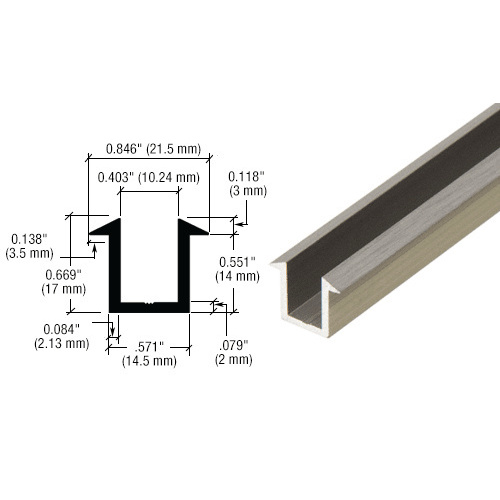 CRL SDCF38BN 98" Brushed Nickel U-Channel for 3/8" Glass Recess - 95" Stock Length