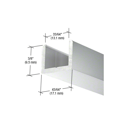 Brite Anodized Frameless Shower Door Aluminum Regular U-Channel for 1/2" Thick Glass - 95" Stock Length