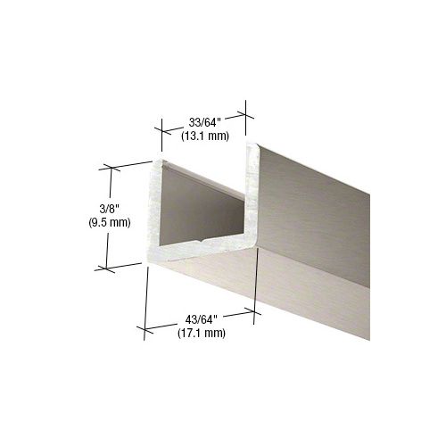 Brushed Nickel Frameless Shower Door Aluminum Regular U-Channel for 1/2" Thick Glass - 95" Stock Length