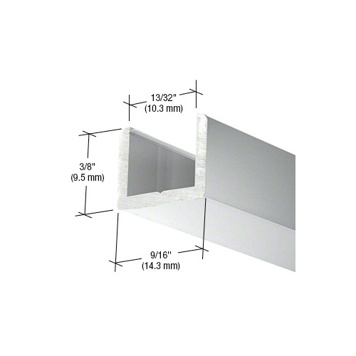 Brite Anodized Frameless Shower Door Aluminum Regular U-Channel for 3/8" Thick Glass - 95" Stock Length