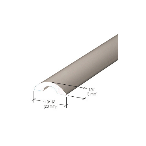Brushed Nickel Frameless Shower Door Half-Round Threshold - 95" Stock Length
