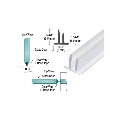 Translucent Vinyl Double Fin Seal 5/16" Maximum Gap with Pre-Applied Tape - 95" Stock Length Clear