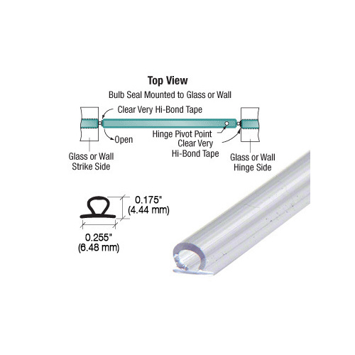 Translucent Vinyl Bulb Seal 5/32" Gap with Pre-Applied Tape - 95" Stock Length Clear - pack of 5